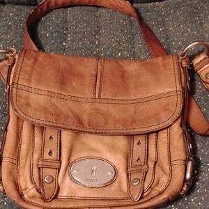 Fossil Tan Leather Crossbody Bag